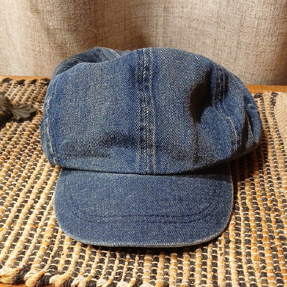 Women's Denim Newsboy Cap in Blue